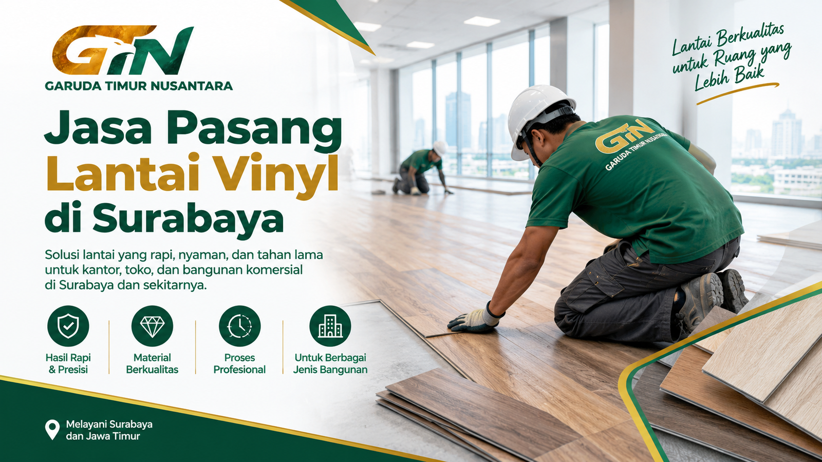 Jasa Pasang Lantai Vinyl Surabaya untuk Area Komersial
